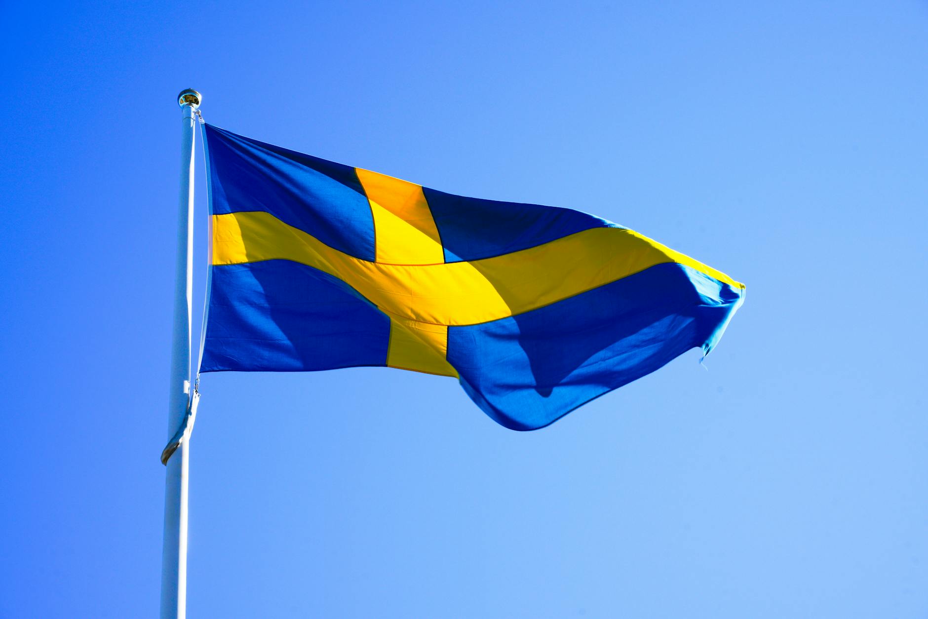 swedish flag against clear blue sky